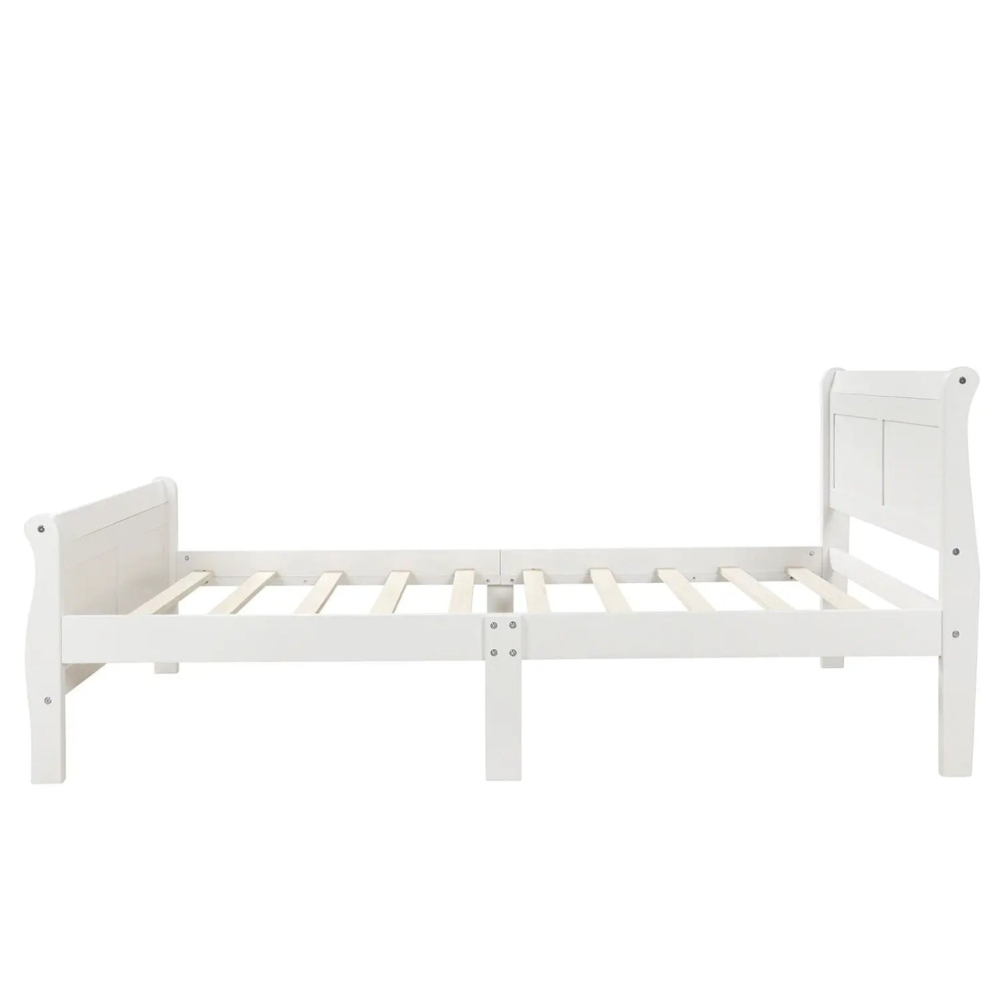 White platform bed frame with headboard and footboard, wood slats by Unique Piece Furniture on Tampa Home & Garden Store