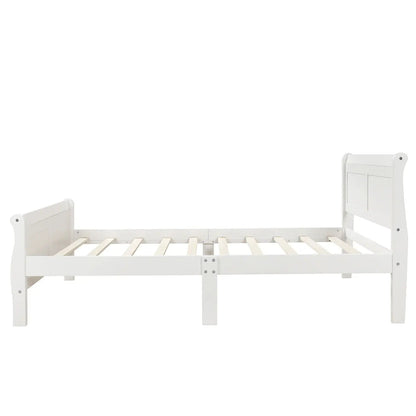 White platform bed frame with headboard and footboard, wood slats by Unique Piece Furniture on Tampa Home & Garden Store