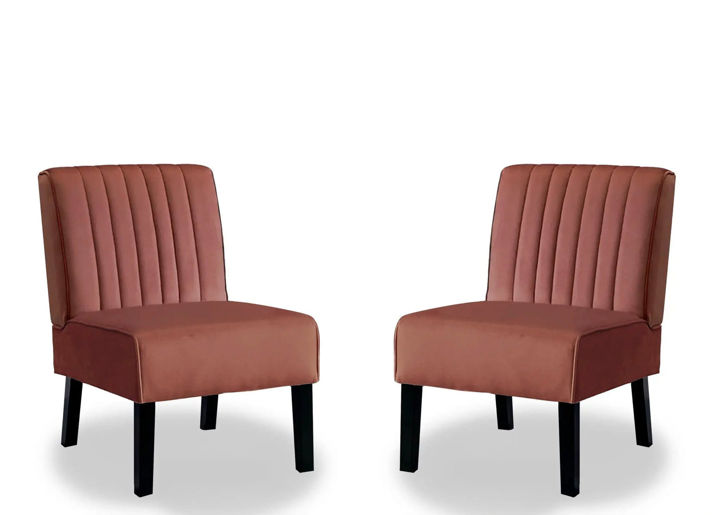 Reese Mid-Century Modern Accent Chairs set of 2 in rose velvet with black legs on Tampa Home & Garden Store