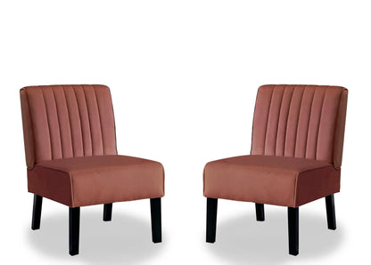 Reese Mid-Century Modern Accent Chairs set of 2 in rose velvet with black legs on Tampa Home & Garden Store