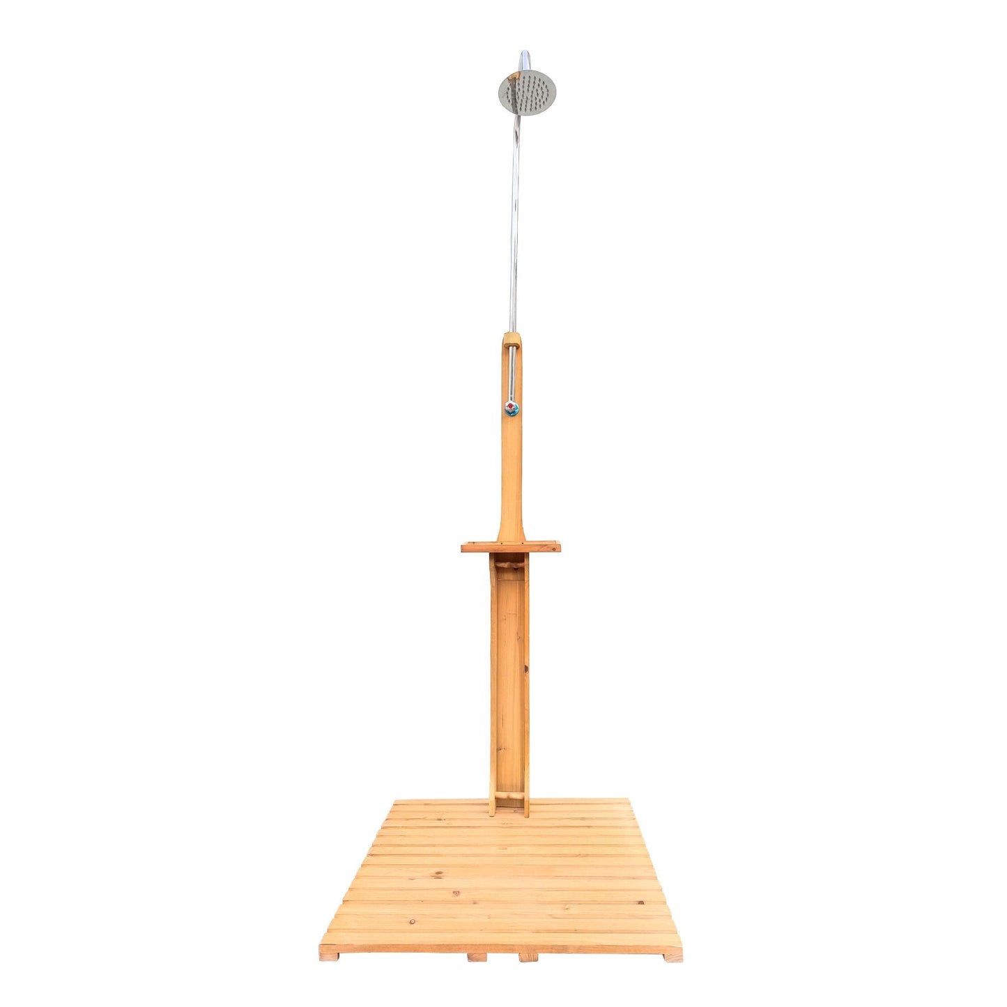 Outdoor pool shower on wooden chassis board with stainless steel head by HouseOfZazla on Tampa Home & Garden Store