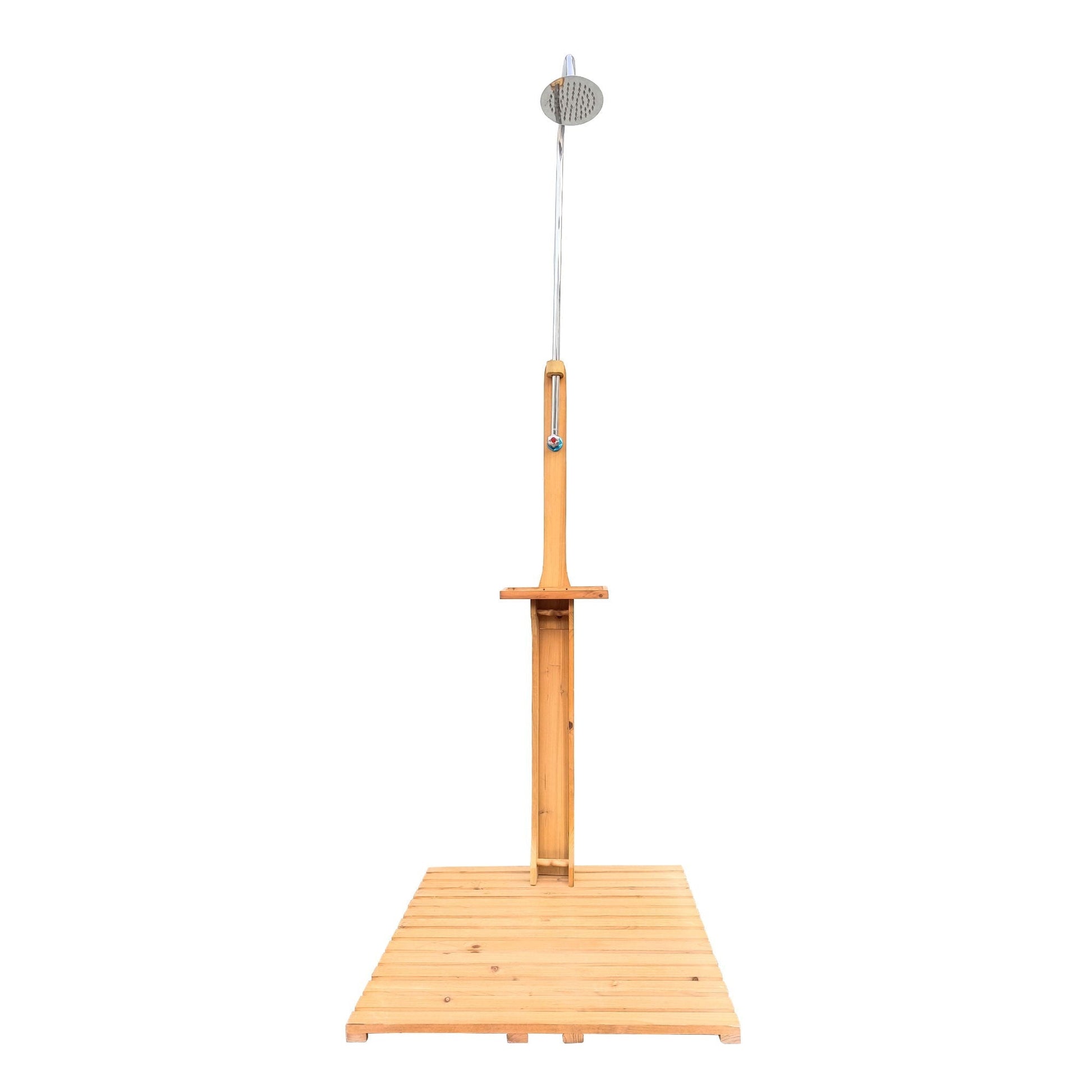 Outdoor pool shower on wooden chassis board with stainless steel head by HouseOfZazla on Tampa Home & Garden Store