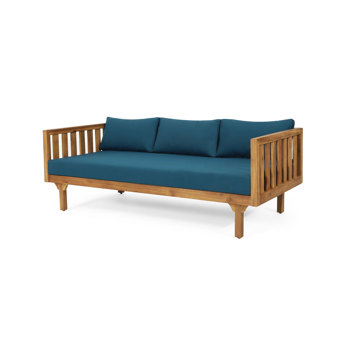 Claremont 3 Seater Daybed teak acacia wood with water resistant teal cushions HouseOfZazla on Tampa Home & Garden Store