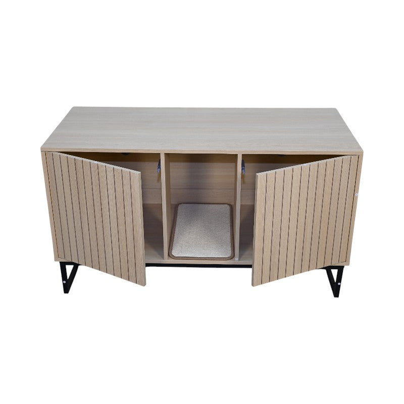 Modern Wooden Cat House with Scratching Mat in natural wood finish by HouseOfZazla on Tampa Home & Garden Store