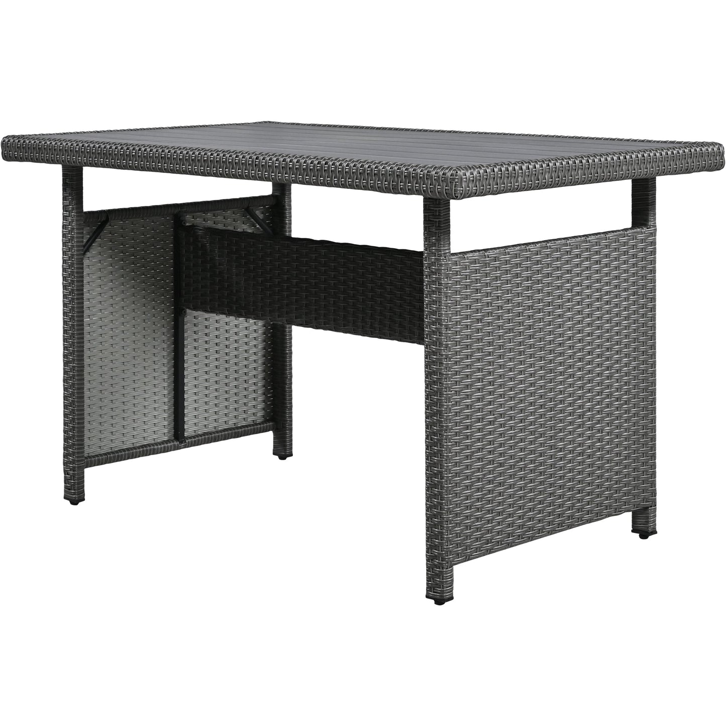 Tomax 5-Piece Outdoor Patio Rattan Sofa Set in dark gray wicker with a rectangular table top on Tampa Home & Garden Store
