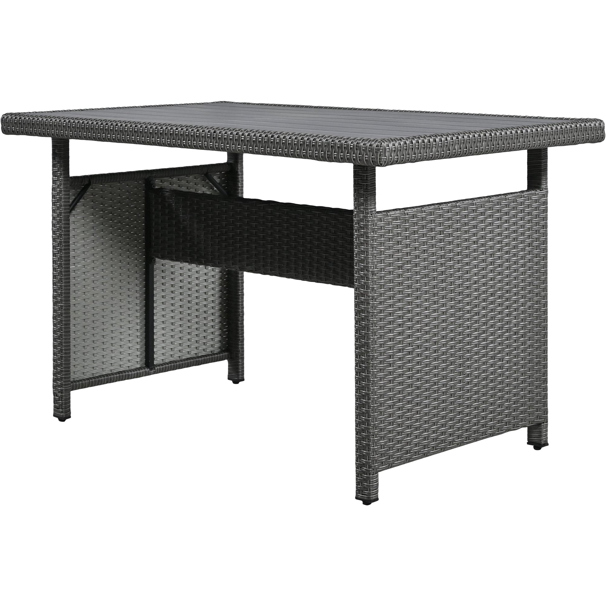 Tomax 5-Piece Outdoor Patio Rattan Sofa Set in dark gray wicker with a rectangular table top on Tampa Home & Garden Store