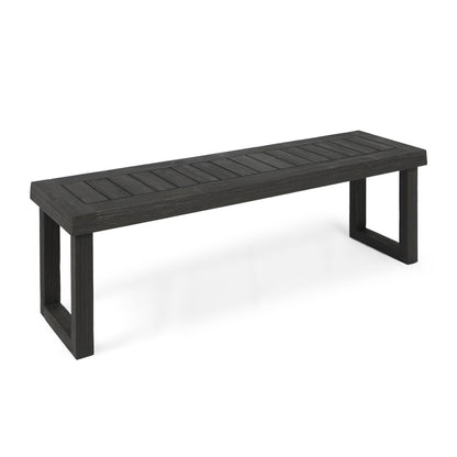 2-Piece solid acacia wood outdoor dining bench set dark stained finish on Tampa Home & Garden Store