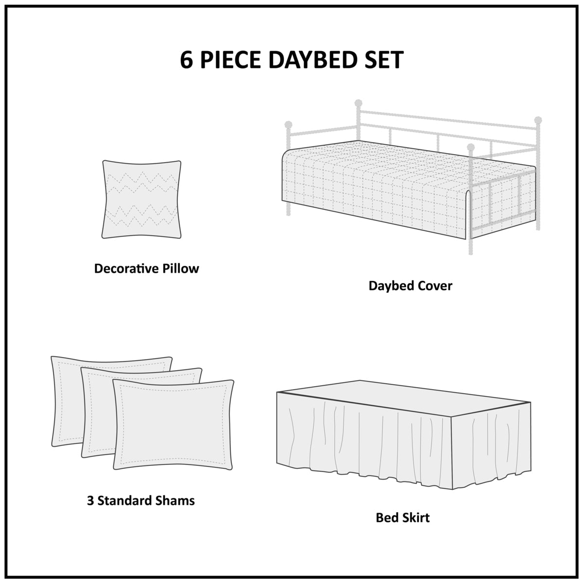 6 Piece Daybed Set Seafoam with daybed cover, bed skirt, shams, pillow HouseOfZazla on Tampa Home & Garden Store