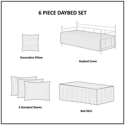 6 Piece Daybed Set Seafoam with daybed cover, bed skirt, shams, pillow HouseOfZazla on Tampa Home & Garden Store