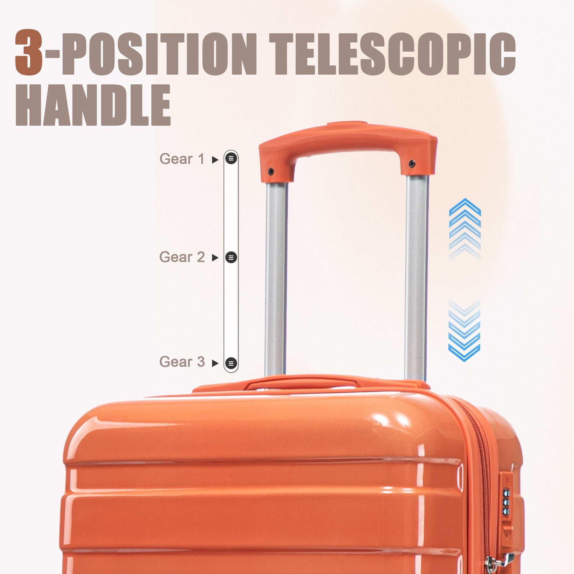 2-piece PC spinner luggage set in orange gradient with built-in lock on Tampa Home & Garden Store