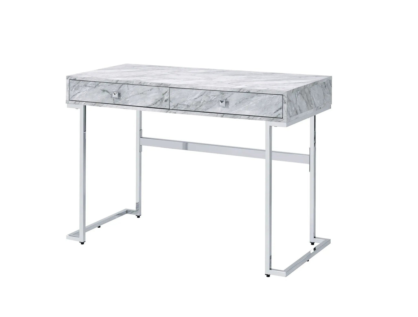 Tigress Faux Marble Top Writing Desk White