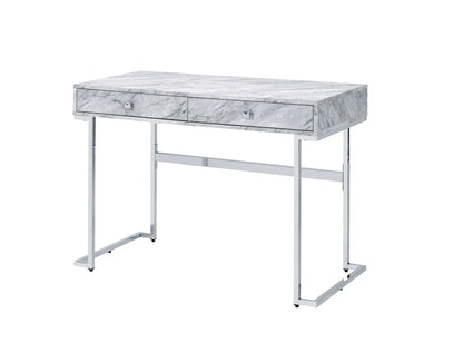 Tigress Faux Marble Top Writing Desk White