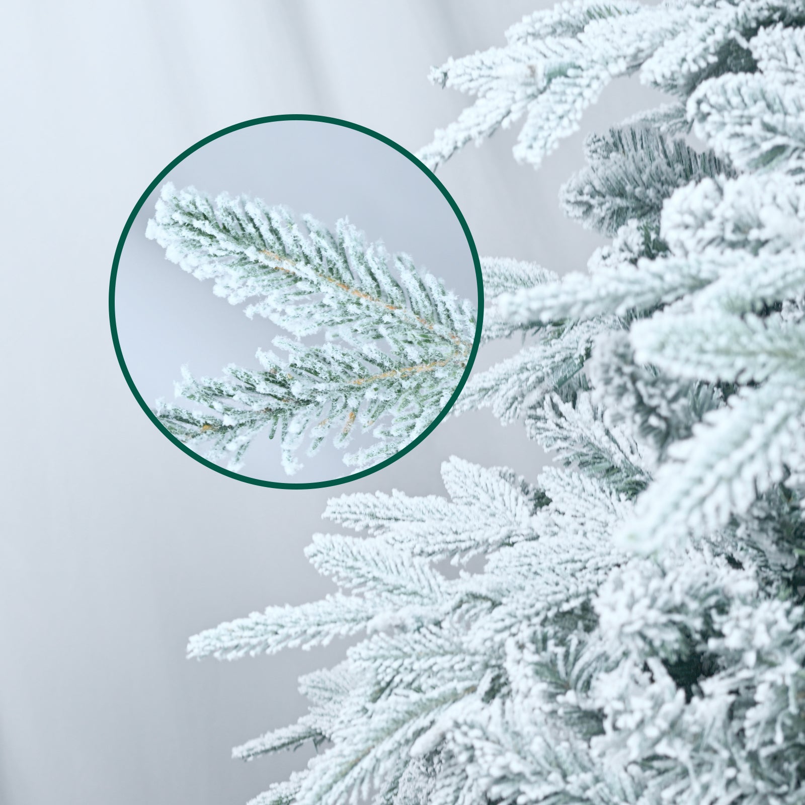 7.5ft Pre-Lit Flocked Artificial Christmas Tree with snow-dusted green needles by HouseOfZazla on Tampa Home & Garden Store