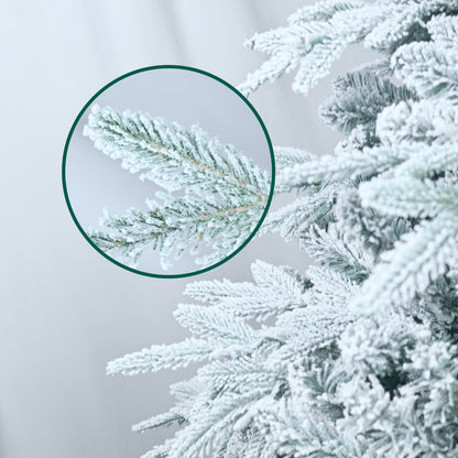 7.5ft Pre-Lit Flocked Artificial Christmas Tree with snow-dusted green needles by HouseOfZazla on Tampa Home & Garden Store