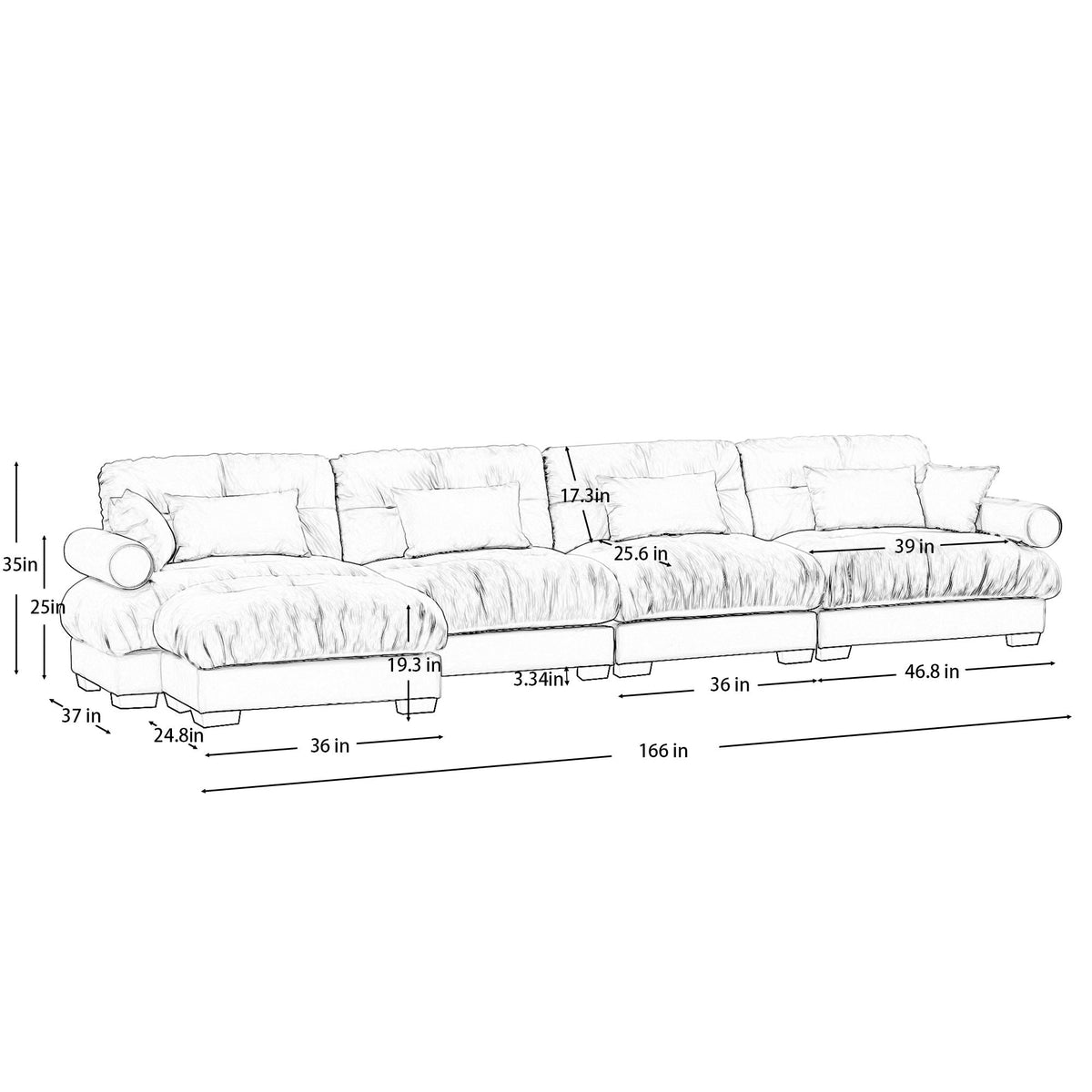 Super Comfort Oversized Modular Sectional Sofa with Movable Ottoman beige fabric 2pc set on Tampa Home & Garden Store