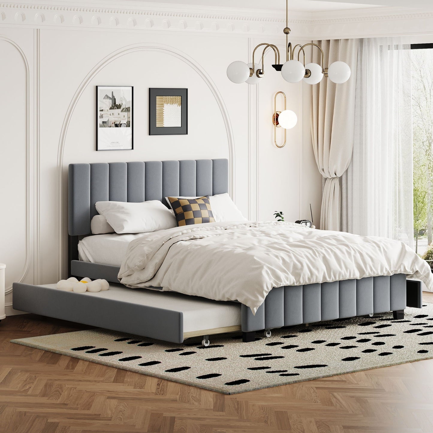 Platform Bed with 2 Drawers and Twin Trundle