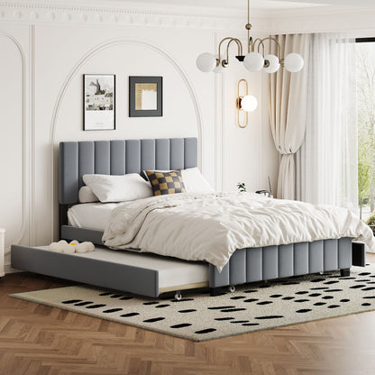 Platform Bed with 2 Drawers and Twin Trundle