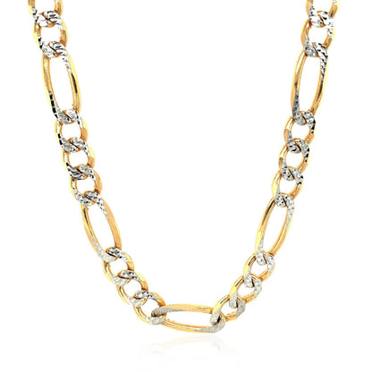7.0mm yellow gold solid pave Figaro chain necklace with silver pave links by Bids.com on Tampa Home & Garden Store