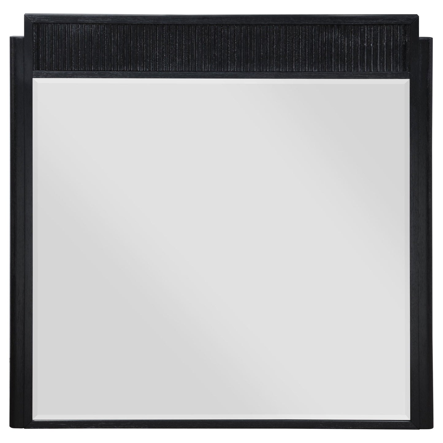 Ennis 4 Piece Bedroom Set headboard in black with ribbed top panel and pale center panel on Tampa Home & Garden Store
