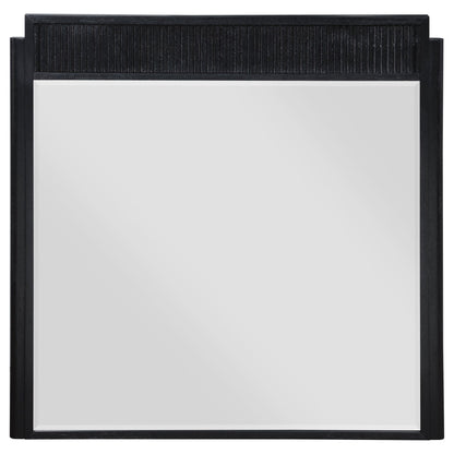 Ennis 4 Piece Bedroom Set headboard in black with ribbed top panel and pale center panel on Tampa Home & Garden Store