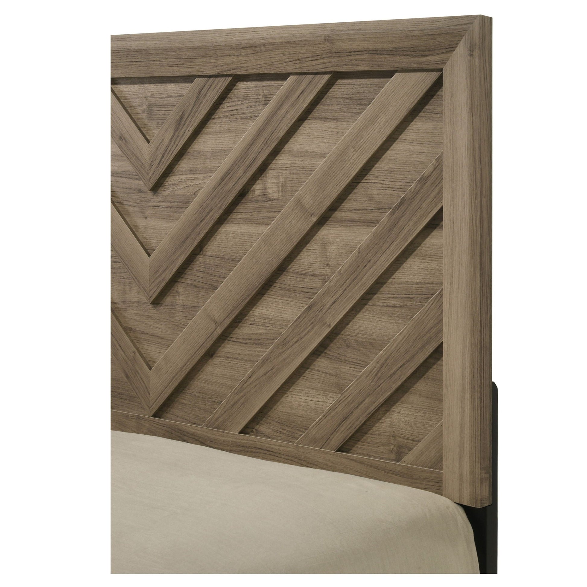 Headboard HouseOfZazla, chevron patterned oak finish for panel bed on Tampa Home & Garden Store