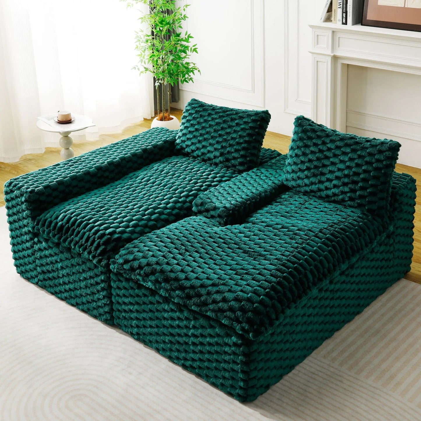 Modular Sofa, Convertible Twin Seat with Chaise