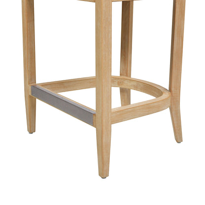 Mid-Century modern counter stool leg frame in light wood with circular metal footrest on Tampa Home & Garden Store
