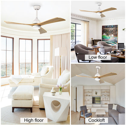 Ceiling fan 52in solid wood blades, white housing, light and remote by HouseOfZazla on Tampa Home & Garden Store