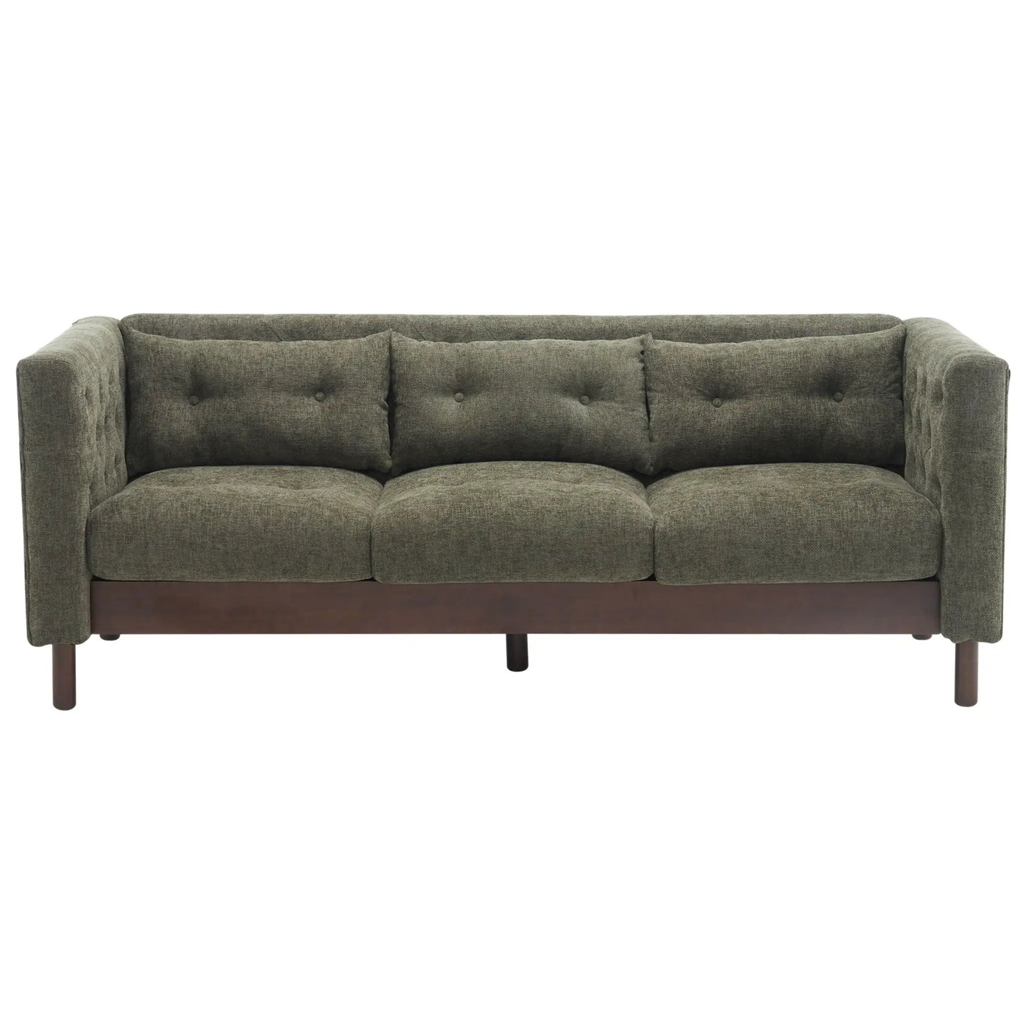 Upholstered modern 3‑seater tufted sofa in olive-gray fabric, Unique Piece Furniture on Tampa Home & Garden Store