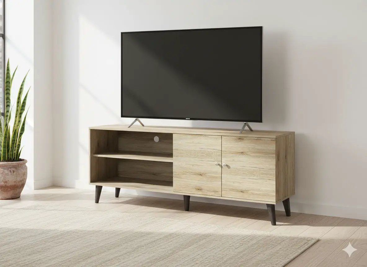 Amidon TV Stand With Storage Shelves and Cabinet