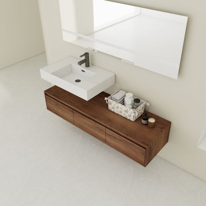Modern wall mounted bathroom vanity by HouseOfZazla with white sink and wood cabinet on Tampa Home & Garden Store