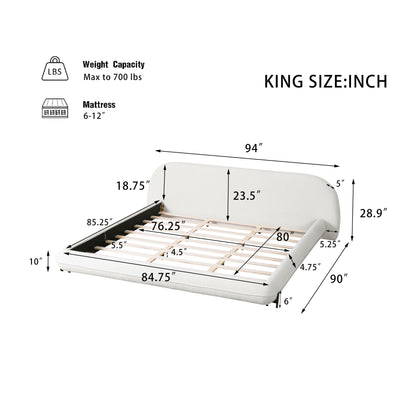King Size Bed Frame with Boucle and Headboard