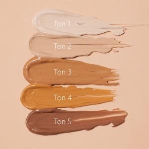 Caudalie Vinocrush Skin Tint foundation swatches, five shades Ton 1–Ton 5 from light to tan on Tampa Home & Garden Store