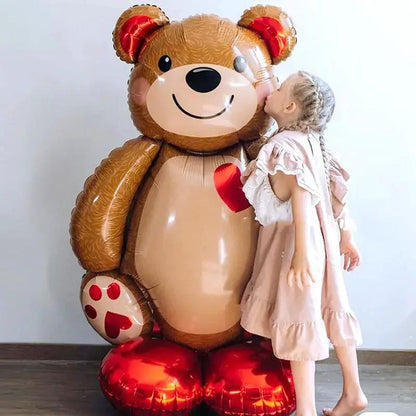 Big Bear Foil Balloon brown bear with love heart on chest, large size decor on Tampa Home & Garden Store