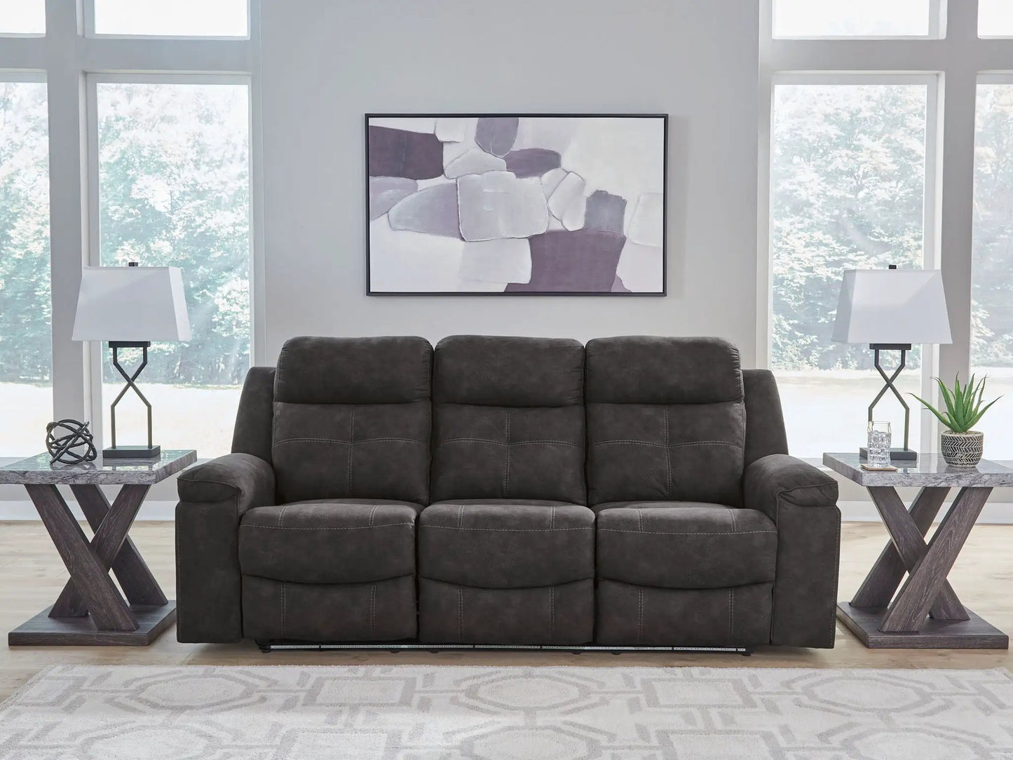 Brysonview reclining sofa three-seat charcoal gray upholstery by Unique Piece Furniture on Tampa Home & Garden Store