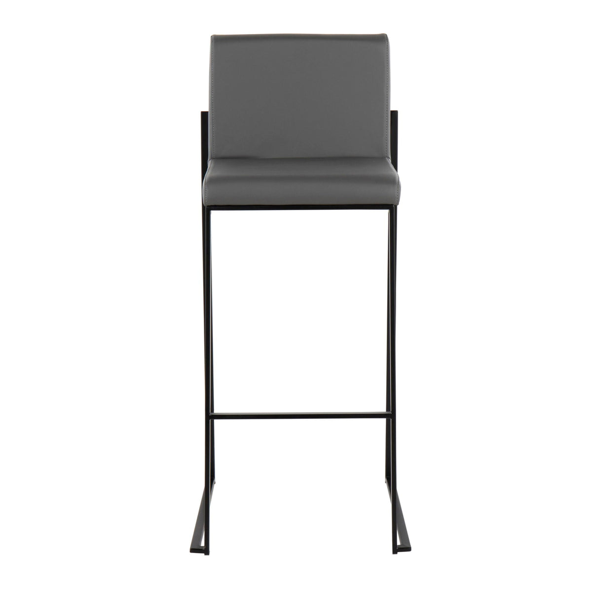 High-back barstool in grey faux leather with black metal frame for contemporary seating on Tampa Home & Garden Store