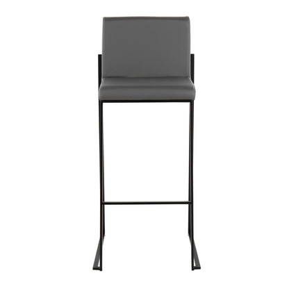 High-back barstool in grey faux leather with black metal frame for contemporary seating on Tampa Home & Garden Store