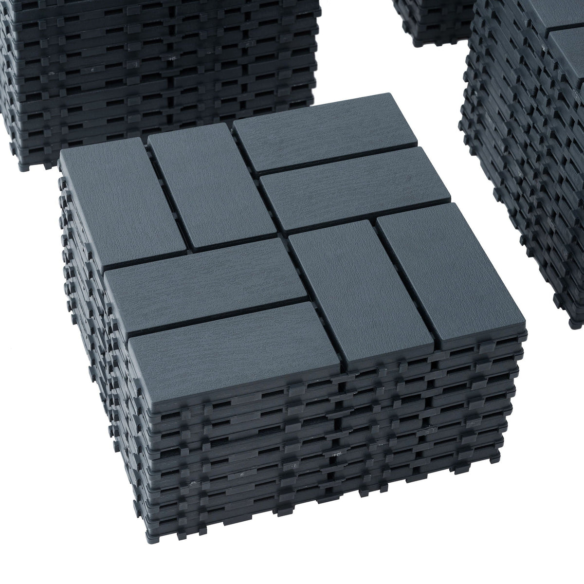 Deck tiles 44-pack interlocking, dark gray finish, easy installation, HouseOfZazla on Tampa Home & Garden Store