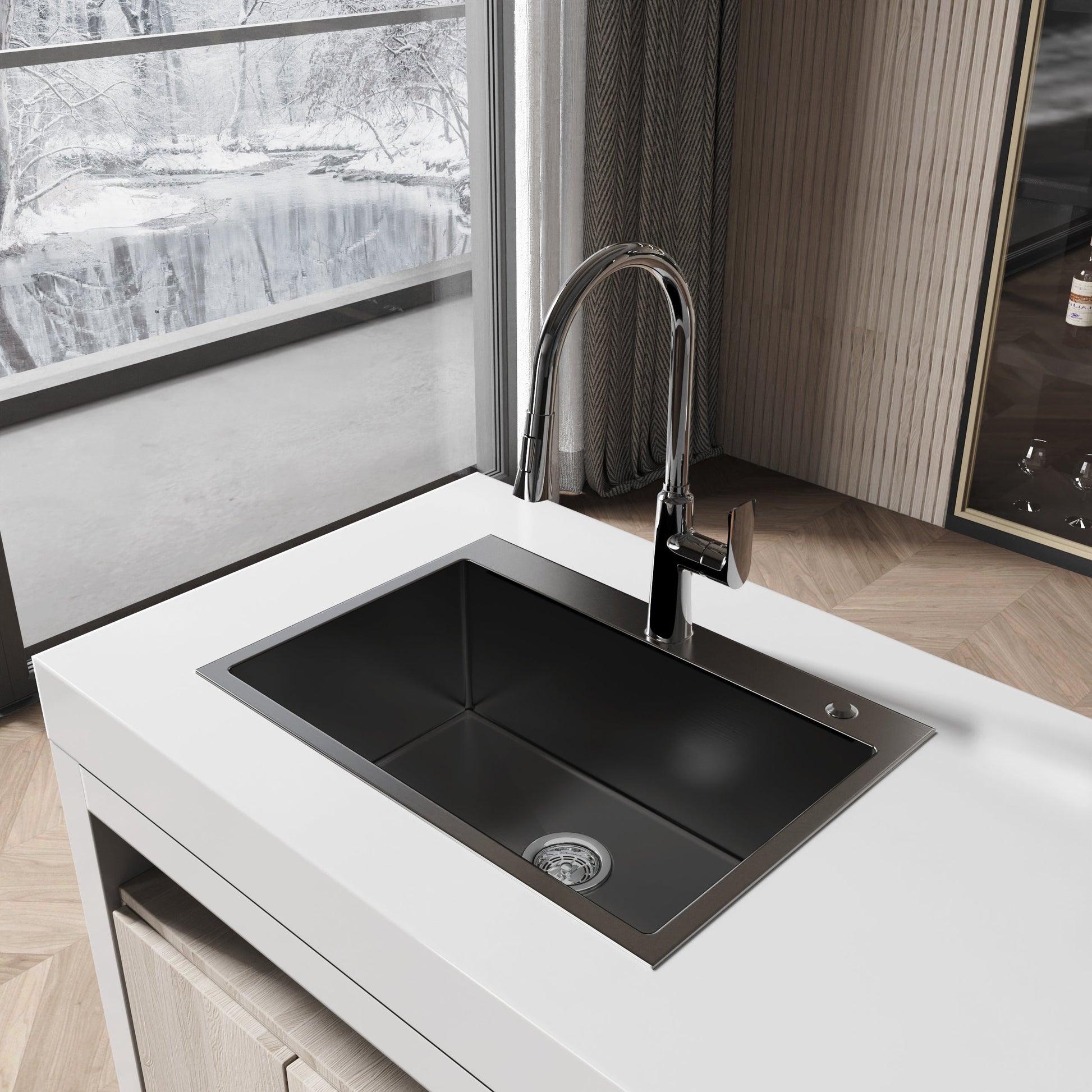 Stainless steel kitchen sink 27x19 single bowl handmade overmount by HouseOfZazla faucet on Tampa Home & Garden Store