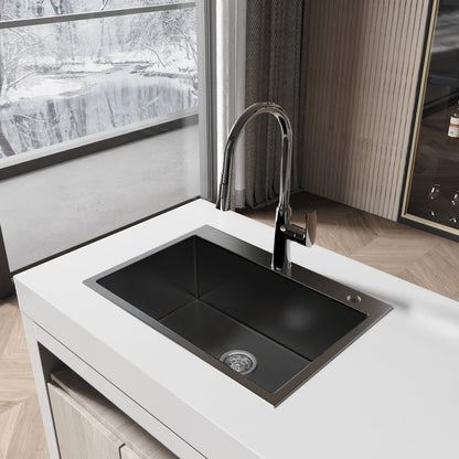 Stainless steel kitchen sink 27x19 single bowl handmade overmount by HouseOfZazla faucet on Tampa Home & Garden Store