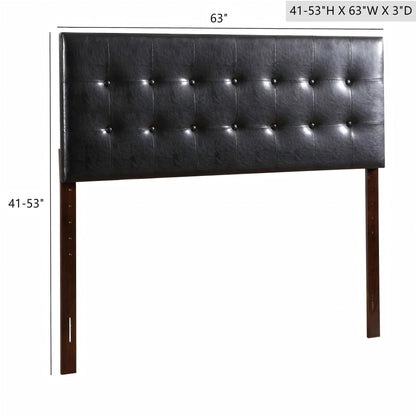 Upholstered headboard black faux leather with button tufting and wooden legs on Tampa Home & Garden Store
