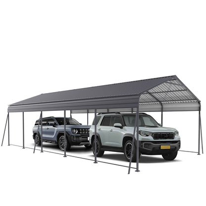 Heavy Duty Galvanized Carport 13x26.5 Ft Gray