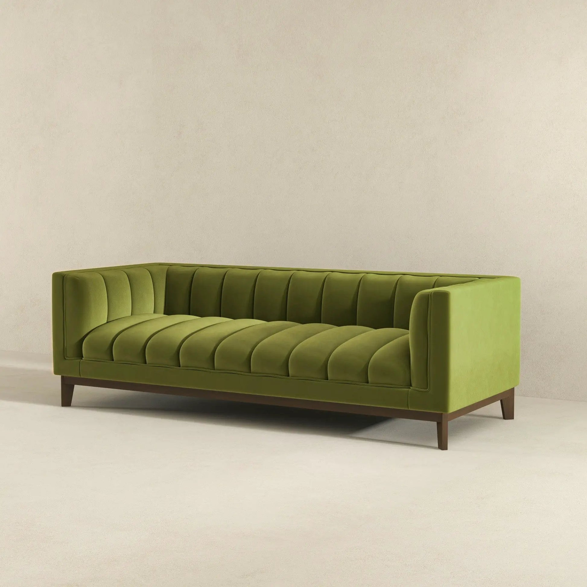 Melissa mid-century sofa olive green tufted with wood legs by Unique Piece Furniture on Tampa Home & Garden Store