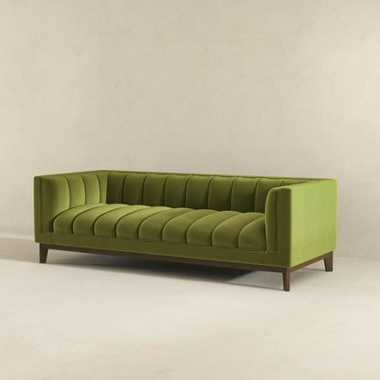 Melissa mid-century sofa olive green tufted with wood legs by Unique Piece Furniture on Tampa Home & Garden Store
