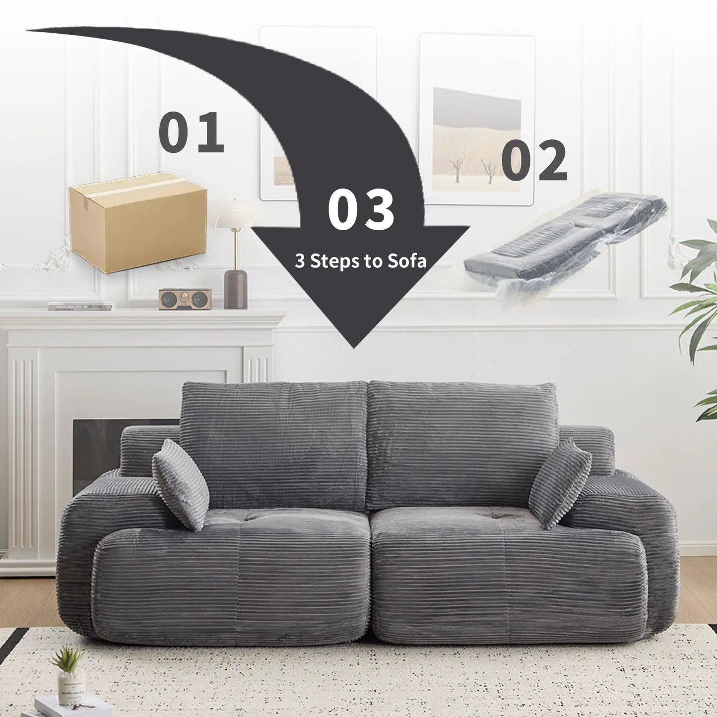 2 Seater Large Sectional Sofa from Unique Piece Furniture in charcoal gray fabric on Tampa Home & Garden Store