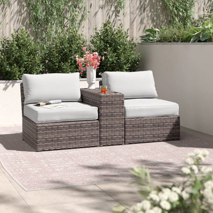 Weather Resistant Wicker Conversation Set – 3-Pc, dark brown/gray, HouseOfZazla on Tampa Home & Garden Store