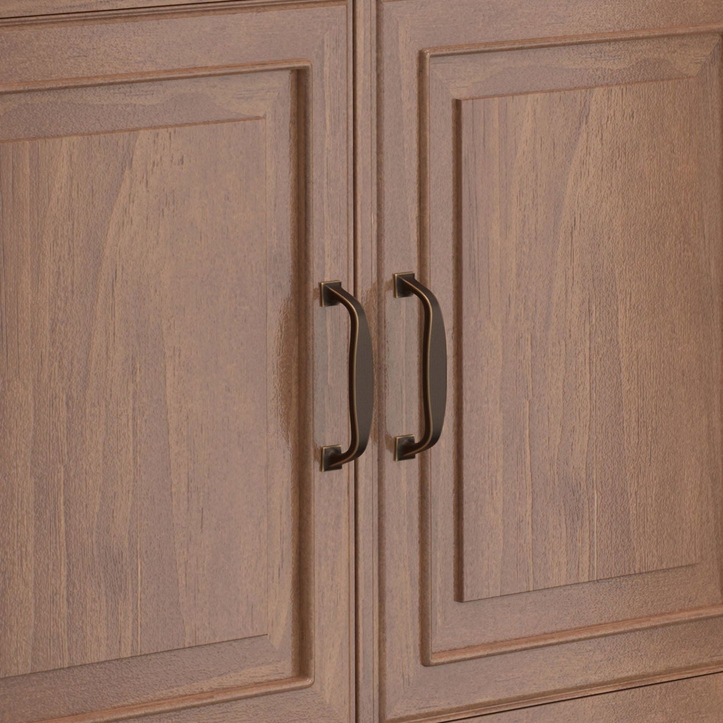 Connaught Entryway Storage Cabinet brown wood finish with brass curved handles on Tampa Home & Garden Store