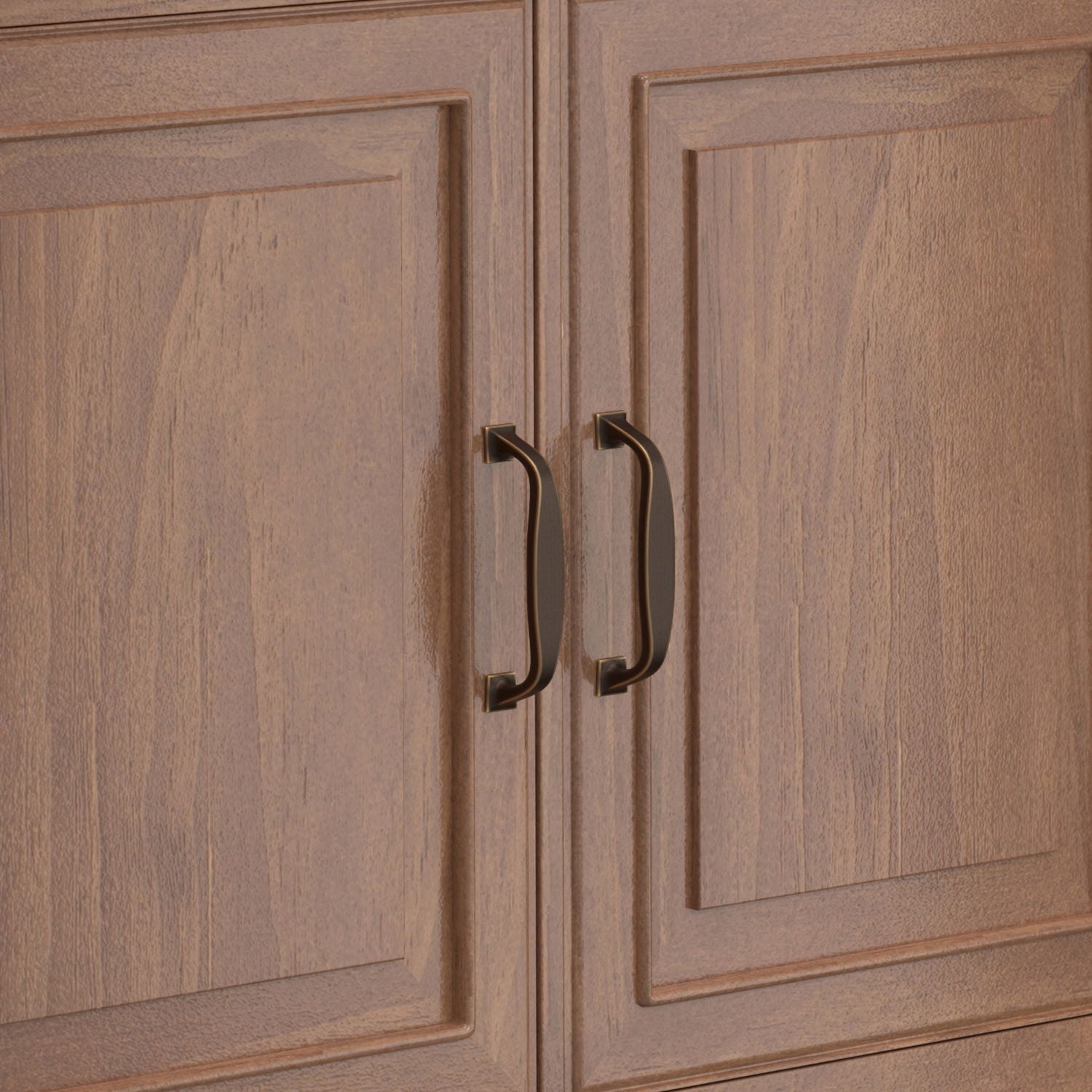 Connaught Entryway Storage Cabinet brown wood finish with brass curved handles on Tampa Home & Garden Store