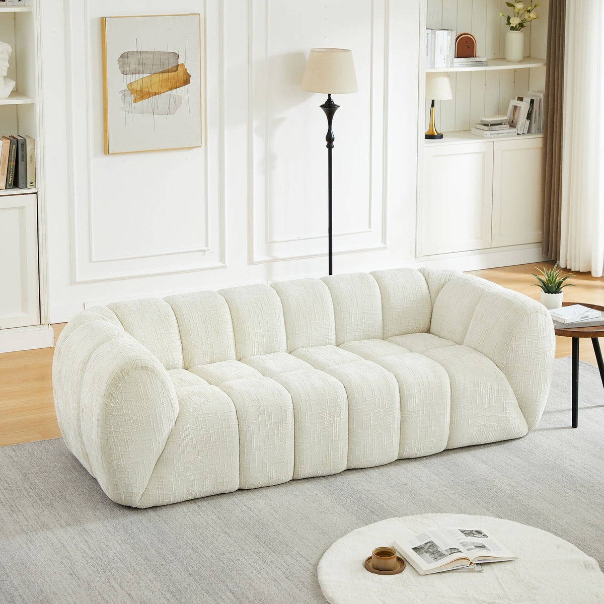 Modern Piano Key Backrest Sofa With Upholstery