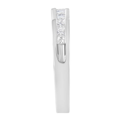 Ring: IGI-certified half-eternity channel set 1/2 cttw princess-cut diamonds in 18K white gold on Tampa Home & Garden Store